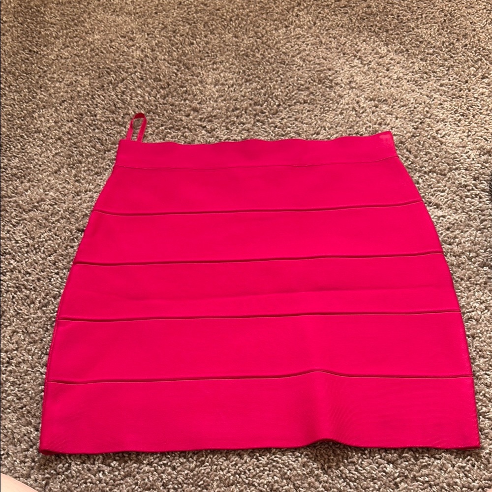 BCBGMaxAzria Pink Ribbed Pencil Mini Skirt